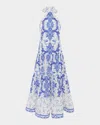 Aqua Blu Australia Evelyn Backless Halter Maxi Dress In Multi