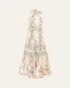 Aqua Blu Australia Evelyn Backless Halter Maxi Dress In Multi