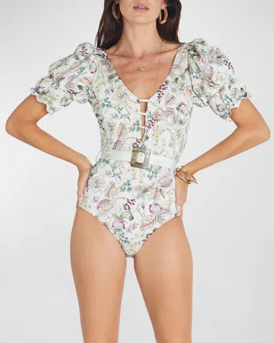 Aqua Blu Australia Lotus Kristina Puff-sleeve One-piece Swimsuit