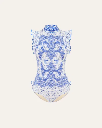 AQUA BLU AUSTRALIA SYLVIE FRILL ONE-PIECE SWIMSUIT