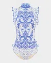 Aqua Blu Australia Sylvie Frill One-piece Swimsuit In Multi