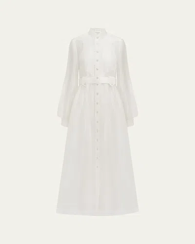 Aqua Blu Australia Tiana Linen-silk Maxi Dress In White