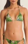 Aqua Blu Classic Aurora Triangle Bikini Top In Animal Print