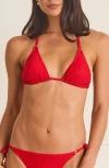 Aqua Blu Classic Aurora Triangle Bikini Top In Animal Print