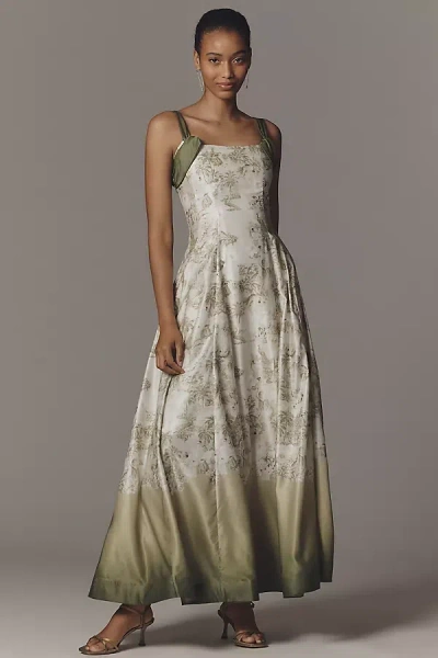 Aqua Blu Cotton Silk Delphine Maxi Dress In Multi