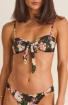 Aqua Blu Dipped Front Briella Bandeau In Black