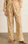 Aqua Blu High Waist Resort Pants In Gold