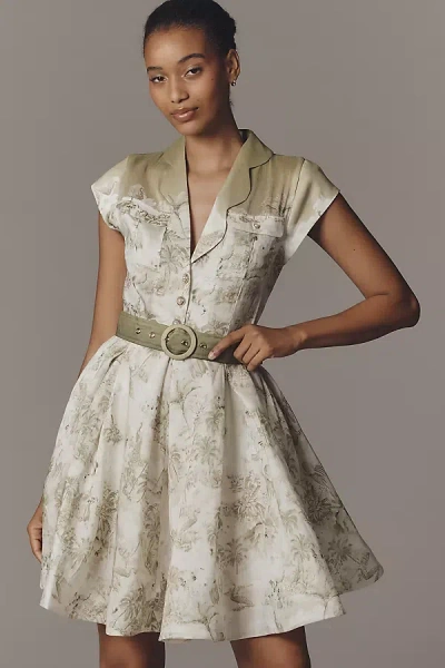 Aqua Blu Juliette Linen Mini Dress In Multi