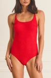 Aqua Blu Scoop Neck Isabella One Piece In Red