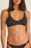Aqua Blu V-neck Amelia Bikini Top In Black