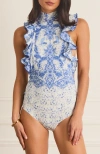 Aqua Blu Willow Sylvie One Piece In Blue