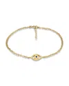 Aqua Blue Pave Evil Eye Ankle Bracelet - Exclusive In Gold