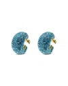 Aqua Blue Pave Hoop Earrings - Exclusive In Blue/gold