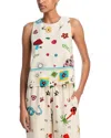 Aqua Border Mixed Print Sleeveless Tank Top - Exclusive In White Multi