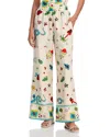 Aqua Border Print Mixed Print Wide Leg Pants - Exclusive In White Multi