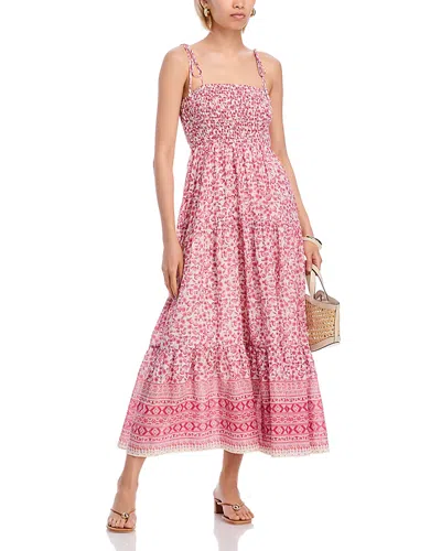Aqua Border Smocked Maxi Dress - Exclusive In Pink
