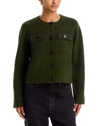 Aqua Boucle Cardigan - Exclusive In Military Green