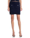 Aqua Boucle Crystal Button Skirt - Exclusive In Blue
