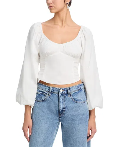 Aqua Bow Back Peasant Top - Exclusive In Neutral