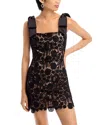Aqua Bow Strap Lace Mini Dress - Exclusive In Black/nude