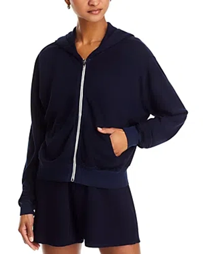 Aqua Bowman Cropped Zip Up Hoodie - Exclusive In Navy