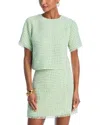 Aqua Box Pattern Tweed Top