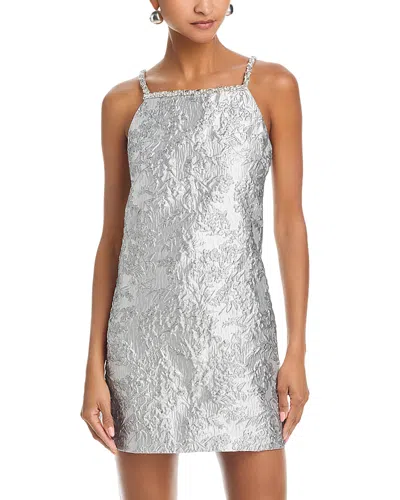 Aqua Brocade Crystal Embellished Dress - Exclusive In Silver