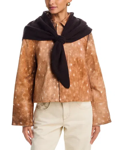 Aqua Brushed Cashmere Triangle Wrap - Exclusive In Brown
