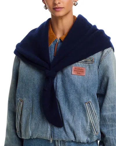 Aqua Brushed Cashmere Triangle Wrap - Exclusive In Blue