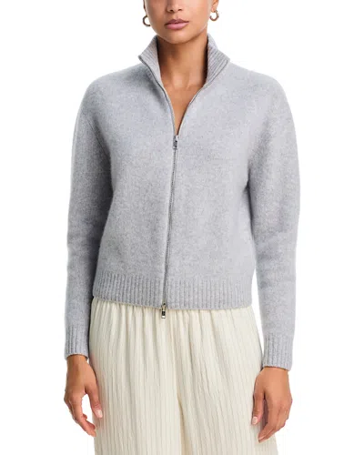 Aqua Brushed Cashmere Zip Front Sweater - Exclusive In Gray