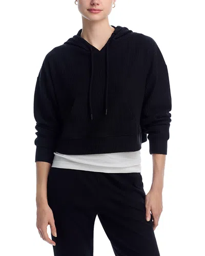 Aqua Brushed Rib Crop Hoodie - Exclusive In Black