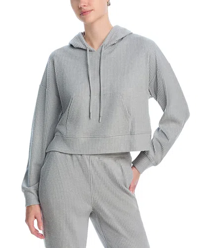 Aqua Brushed Rib Crop Hoodie - Exclusive In Gray