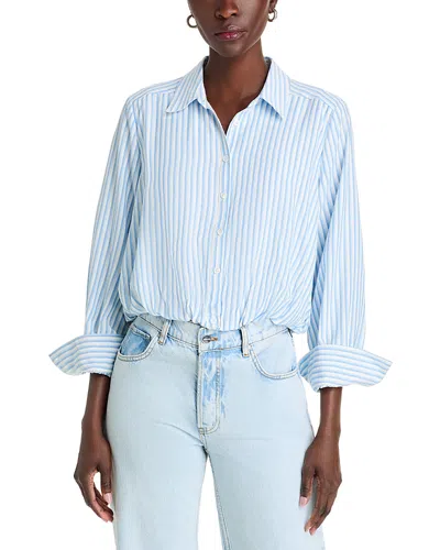 Aqua Bubble Hem Shirt - Exclusive In Blue-white