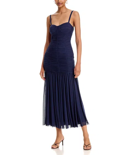 Aqua Bustier Maxi Mesh Dress - Exclusive In Blue