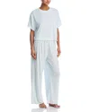 Aqua Butter Knit Tee And Pants Pajama Set - Exclusive In Stripes