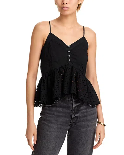 Aqua Button Front Cami Top - Exclusive In Black