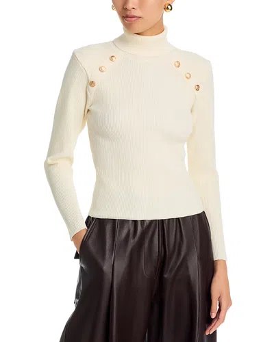 Aqua Button Trim Turtleneck Sweater - Exclusive In Neutral