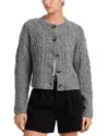 Aqua Cable Knit Crewneck Cardigan - Exclusive In Gray