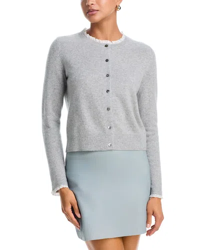 Aqua Cashmere 100% Cashmere Crewneck Cardigan Sweater - Exclusive In Blue