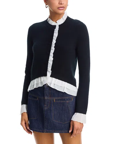 Aqua Cashmere 100% Cashmere Crewneck Cardigan Sweater - Exclusive In Blue