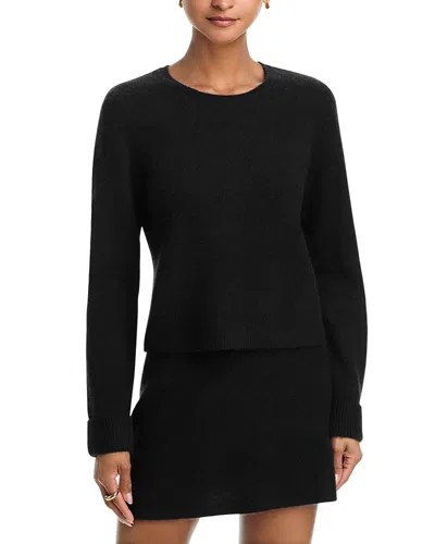 Aqua Cashmere 100% Cashmere Crewneck Sweater - Exclusive In Black