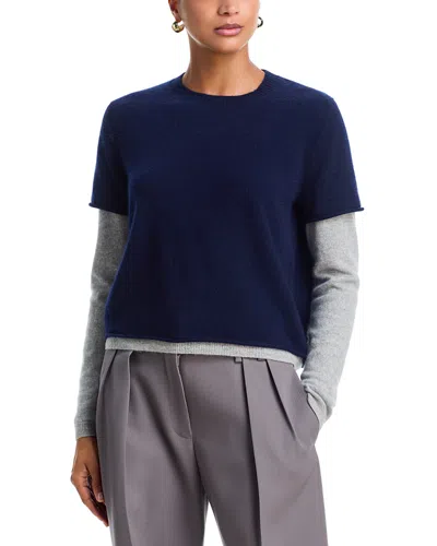 Aqua Cashmere 100% Cashmere Crewneck Sweater - Exclusive In Blue