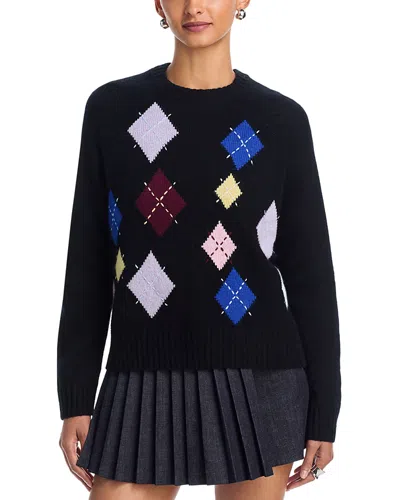 Aqua Cashmere Argyle Crewneck Sweater - Exclusive In Blue