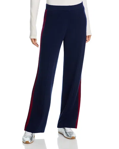 Aqua Cashmere Athletic Stripe Wide Leg Pants - Exclusive In Blue