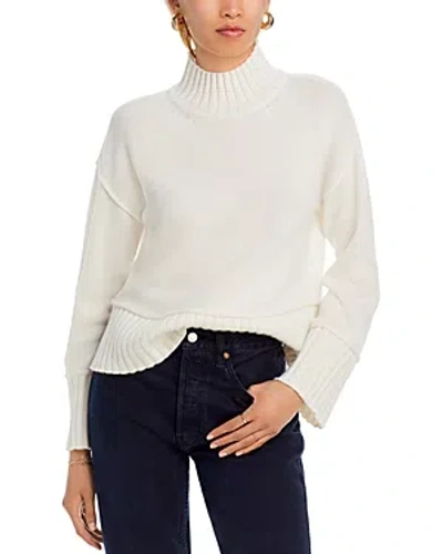Aqua Cashmere Boxy Mock Neck Cashmere Sweater - Exclusive In Ivory