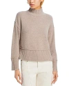 Aqua Cashmere Boxy Mock Neck Cashmere Sweater - Exclusive In Wheat