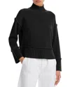 Aqua Cashmere Boxy Mock Neck Cashmere Sweater - Exclusive In Black