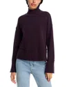 Aqua Cashmere Boxy Mock Neck Cashmere Sweater - Exclusive In Brown