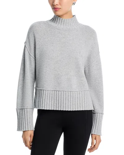 Aqua Cashmere Boxy Mock Neck Cashmere Sweater - Exclusive In Gray