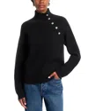 Aqua Cashmere Button Raglan Sleeve Sweater - Exclusive In Black